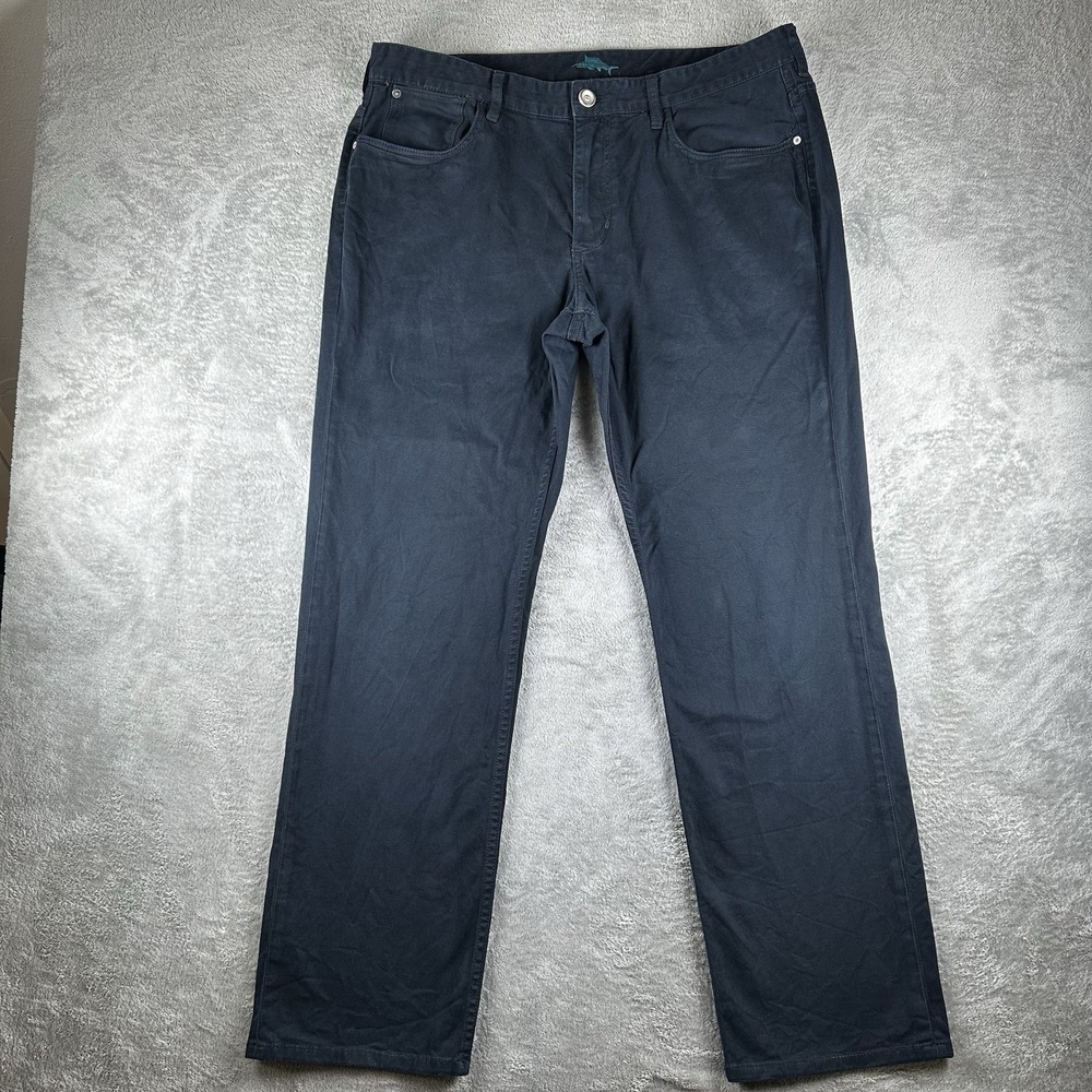 Tommy Bahama Men's Pants 36x32 Black Cotton Stretch Casual Chino Straight Leg‎